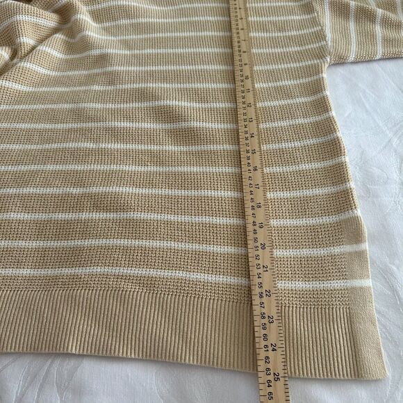 Gap Women's Hooded Sweater Size XL Waffle Knit Carmel White Stripe Beach - Picture 5 of 9